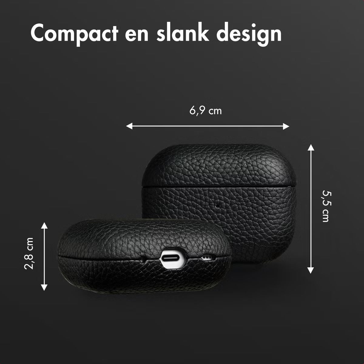 Accezz Echt Leren Case voor de Apple AirPods Pro 2 - Zwart