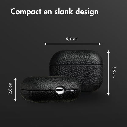 Accezz Echt Leren Case voor de Apple AirPods Pro 2 - Zwart