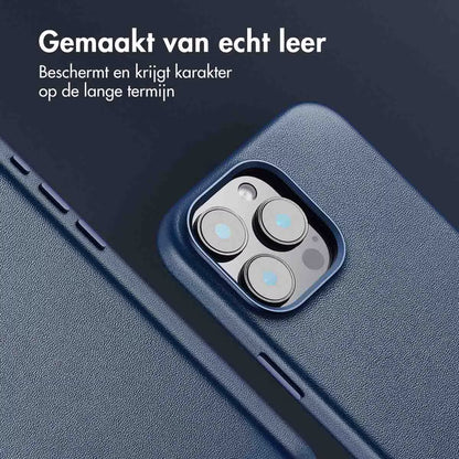 Accezz MagSafe Leather Backcover voor de Apple iPhone 16 Pro Max - Nightfall Blue