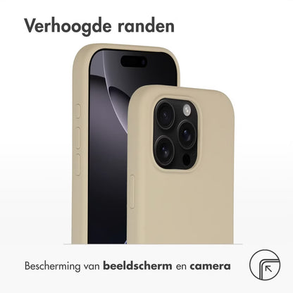 Accezz Liquid Silicone Backcover met MagSafe voor de Apple iPhone 16 Pro - Stone