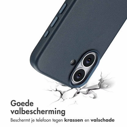 Accezz MagSafe Leather Backcover voor de Apple iPhone 17 - Nightfall Blue