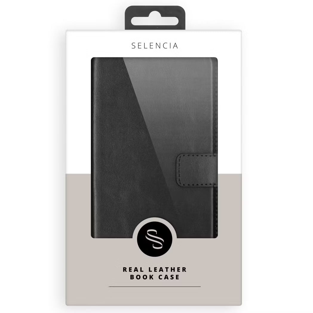 Selencia Echt Leren Bookcase voor de Apple iPhone Air - Zwart