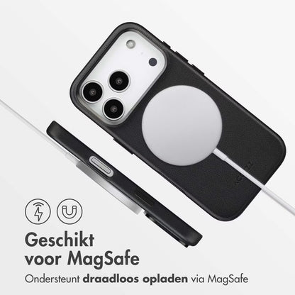Accezz MagSafe Leather Backcover voor de Apple iPhone 17 Pro - Onyx Black