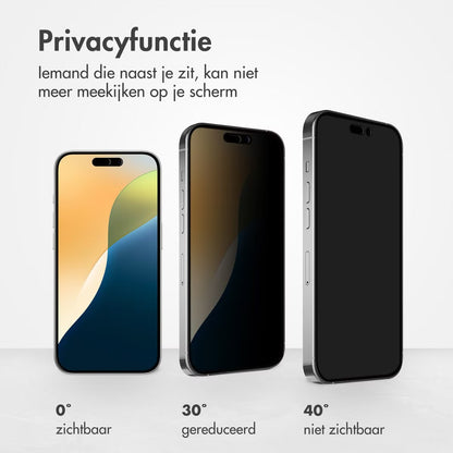 Accezz Gehard Glas Privacy Screenprotector voor de Apple iPhone 16 Pro