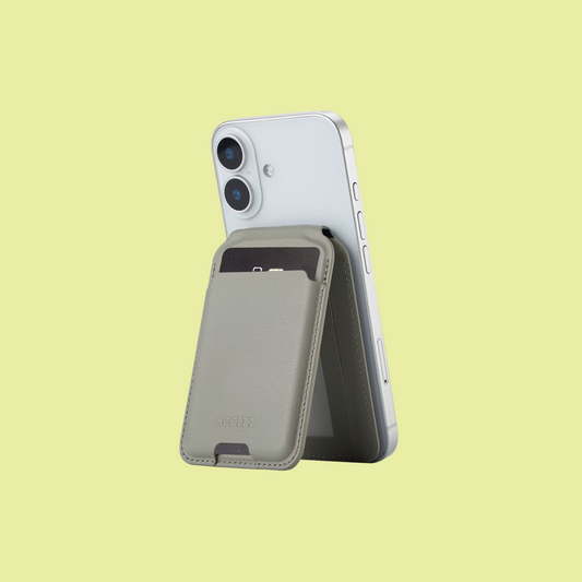Accezz Leren Wallet met standaard voor MagSafe - Light Grey