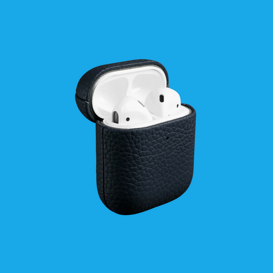 Accezz Echt Leren Case voor de Apple AirPods 1 / 2 - Donkerblauw