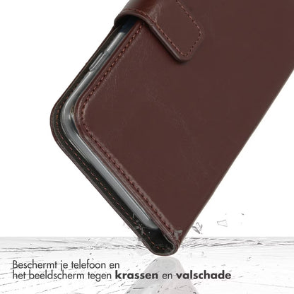 Selencia Echt Leren Bookcase voor de Apple iPhone 17 Pro Max - Bruin