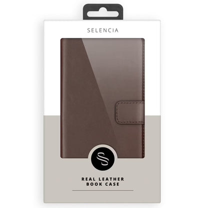 Selencia Echt Leren Bookcase voor de Apple iPhone 17 Pro Max - Bruin