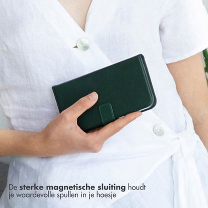 Selencia Echt Leren Bookcase voor de Apple iPhone 17 Pro Max - Groen