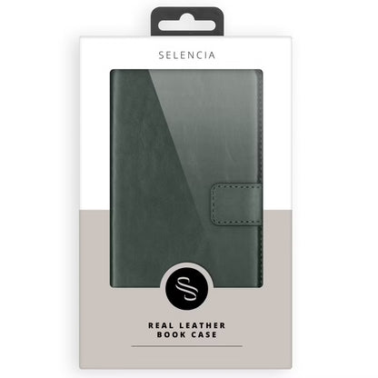 Selencia Echt Leren Bookcase voor de Apple iPhone 17 Pro Max - Groen