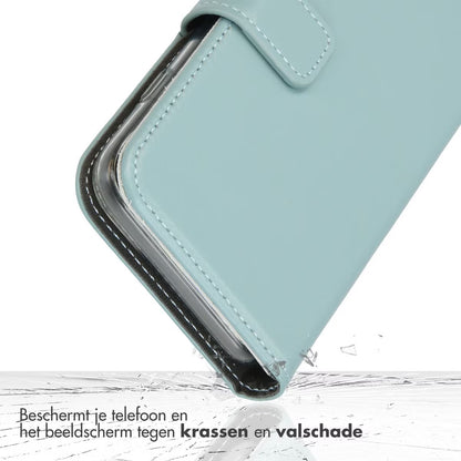 Selencia Echt Leren Bookcase voor de Apple iPhone 17 Pro Max - Lichtblauw