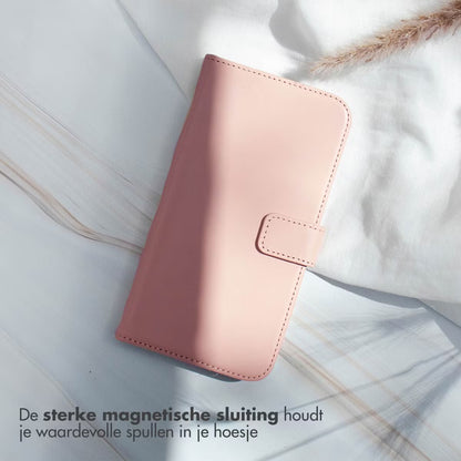 Selencia Echt Leren Bookcase voor de Apple iPhone 17 Pro Max - Dusty Pink