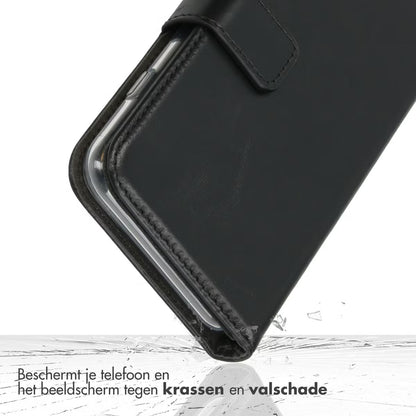 Selencia Echt Leren Bookcase voor de iPhone 13 - Zwart