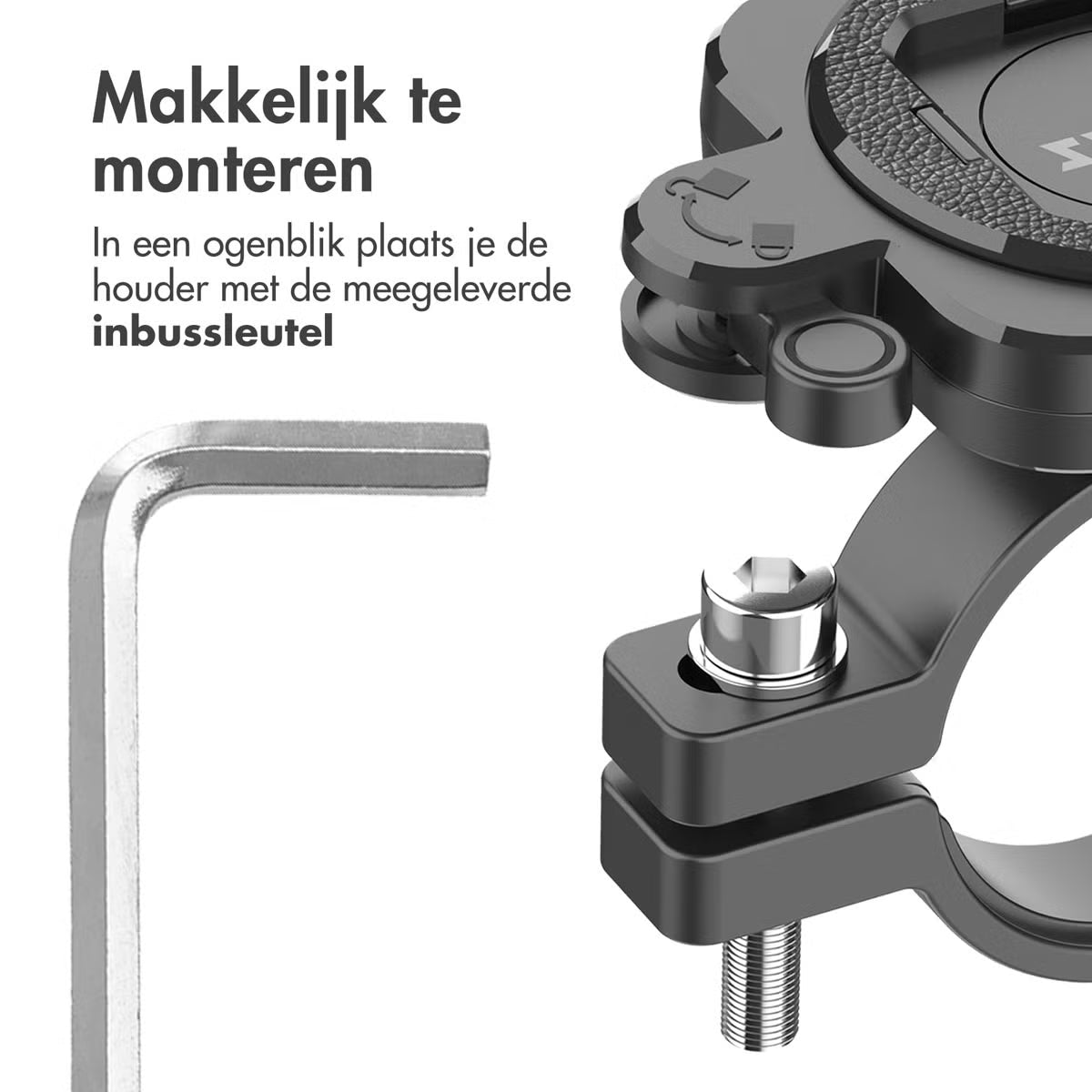 Accezz EasyLock telefoonhouder fiets - inclusief hoesje voor de Apple iPhone 15 - Aluminium - 360 graden draaibaar - Zwart